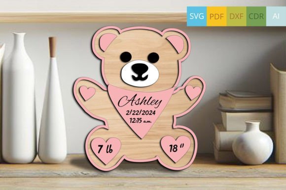 Anuncio De Nacimiento De Bebe Oso Recien Nacido Svg Creativo Digital